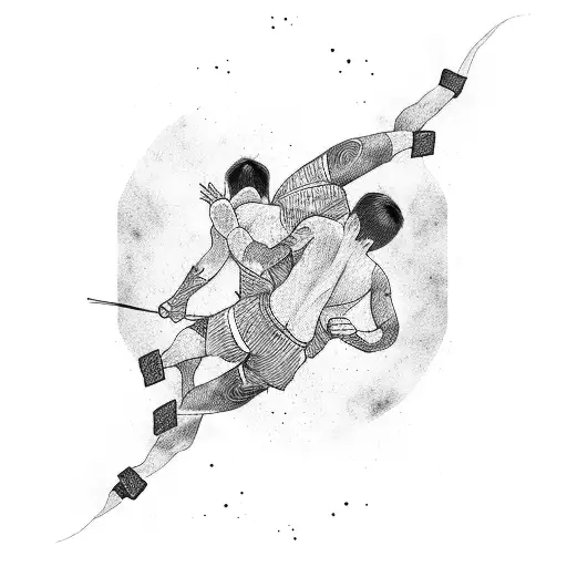 Abstract Representation Of The Muay Thai Clinch