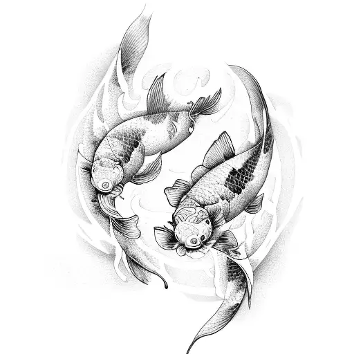 Two Koi Swimming In Circle