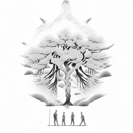 An Ancient Old Sober Tree Full Of Life And Death