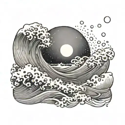Ocean Wave Forming The Moon Rectangle Shape