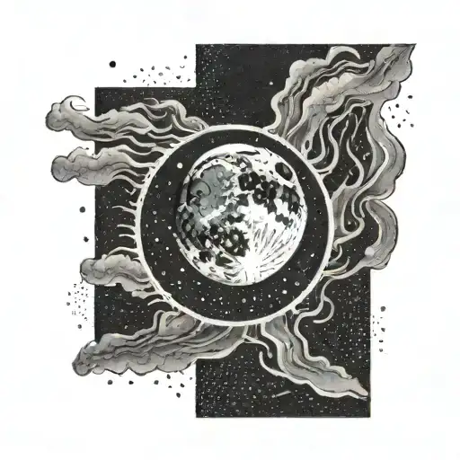 An Black Rectangle Forming Into Moon With Black Smoke