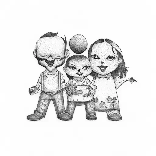 Father And Two Children