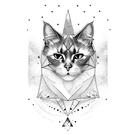 Black Cat With Triangle Background