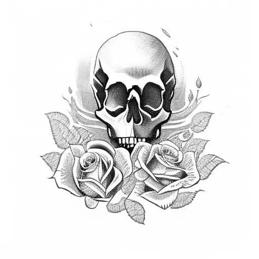 Skull With Roses For Hands