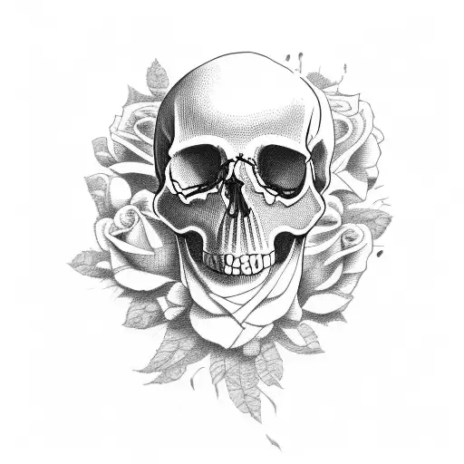 Skull With Roses For Hands