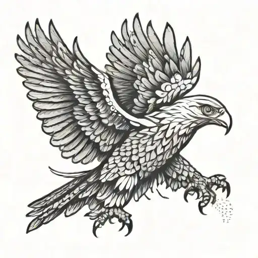 Symmetrical Design Of Realistic Eagle Flying With Wings Opened