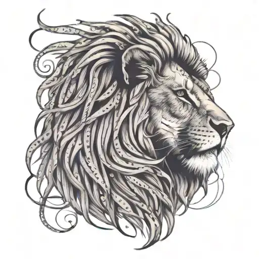 A Roaring Lion With Intricate Guitar Strings Weaving Through Its Mane