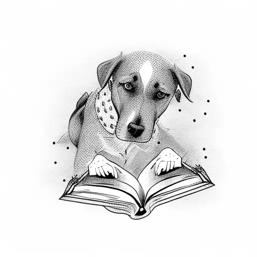 A Silhouette Of A Dog Reading A Book Under A Cozy Coffee Shop