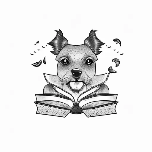 A Silhouette Of A Dog Reading A Book Under A Cozy Coffee Shop