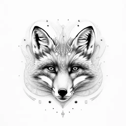 Side View Of Fox Made Out Of Fractals