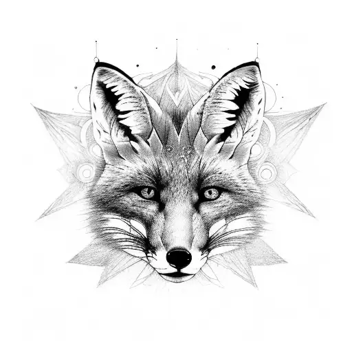 Whole Body Of Fox Facing Left Made Out Of Fractals