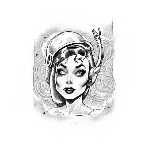 Alien Pin-up Girl Enjoying A Pint Of Intergalactic Beer