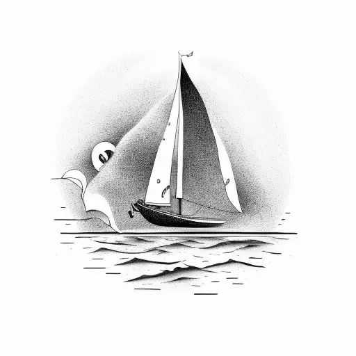 A Sailboat Gliding Through The Water With Strong Winds In The Background