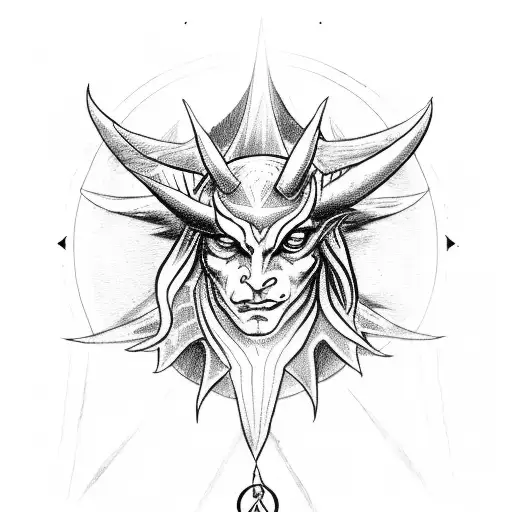 A Tarot-inspired Design Featuring The Devil Card With A Halo And Devil Horns