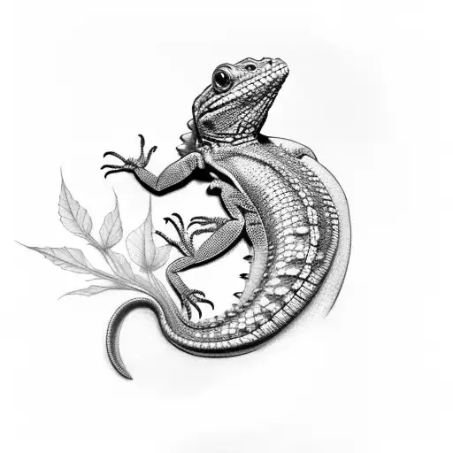 A Realistic Lizard That Has Different Fragmentations Of Camouflage All Throughout Its Body