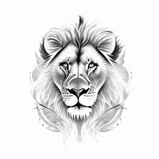Create A Tattoo Featuring A Lion And A Fish In A Dominant Pose