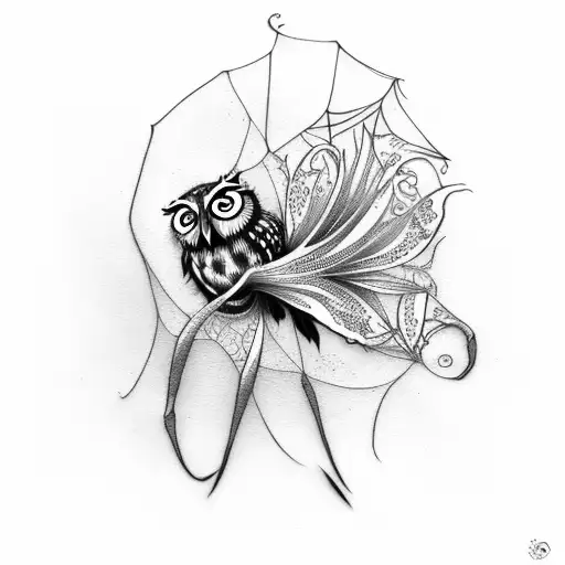 Spider Lily With Owl