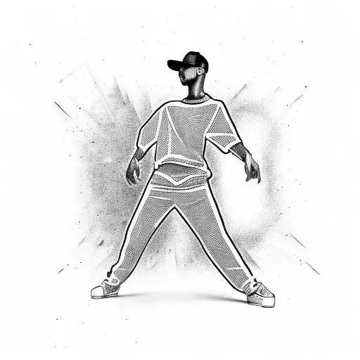 An Abstract Representation Of A Hip Hop Dancer With Dotwork Shading