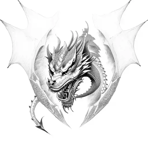 Dragon And Wolf And Mountains