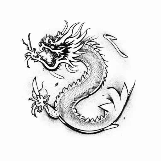 Chinese Dragon Fighting A Rooster