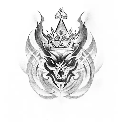 Create A Tattoo That Combines The Elements Of Fire And A King To Represent Power And Authority
