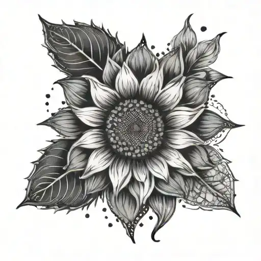 Sunflower Mandala Design Incorporating Elements