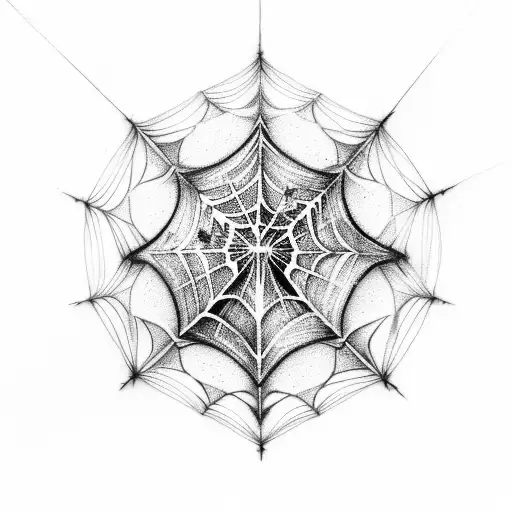 A Tattoo Of A Spiderweb Weaving Through A Mystical Pine Forest