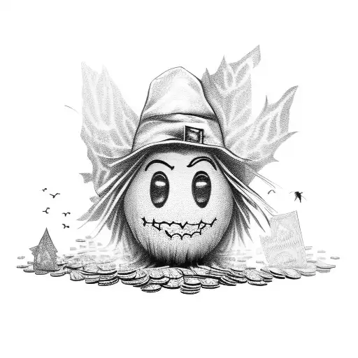 Scarecrow Holding A Bag Of Money