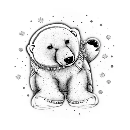 Cute Polar Bear Wearing A Christmas Outfit In Kawaii Style