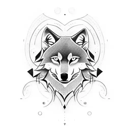 Design A Tattoo Showcasing The Wolf Of Nordic Mythology In A Dotwork Style