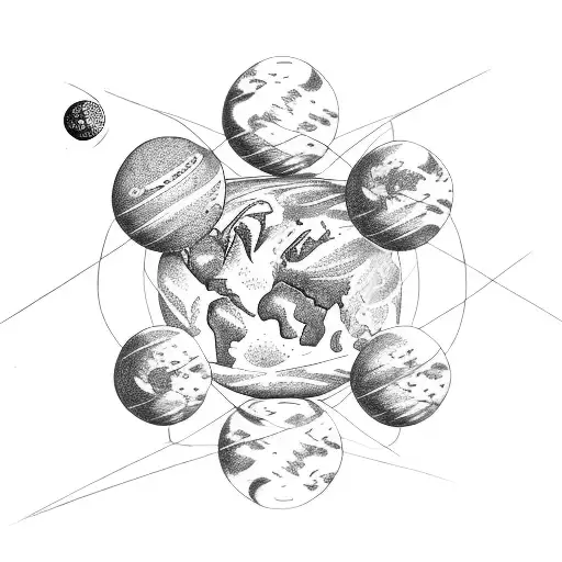 Forearm Tattoo With Picture Of The Globe And Cool Futuristic Solar System In The Background