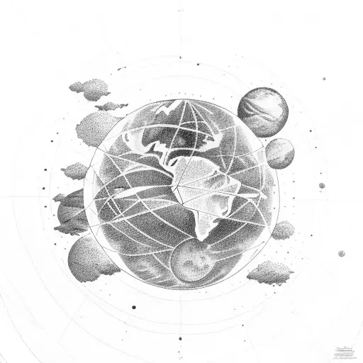 Globe Of The Earth With Furturistic Solar System In The Background