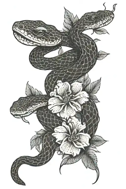 Snake And Flowers