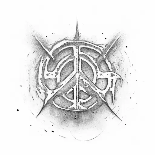 Peace-sign-hand With Heavy-metal-details Based On The Festival Wacken In Black And White