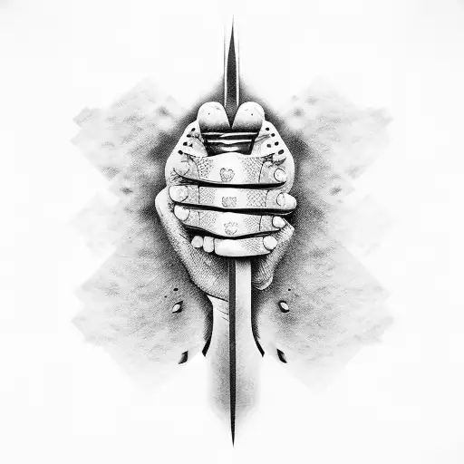 A Hand With Heavy-metal-details Based On The Festival Wacken In Black And White