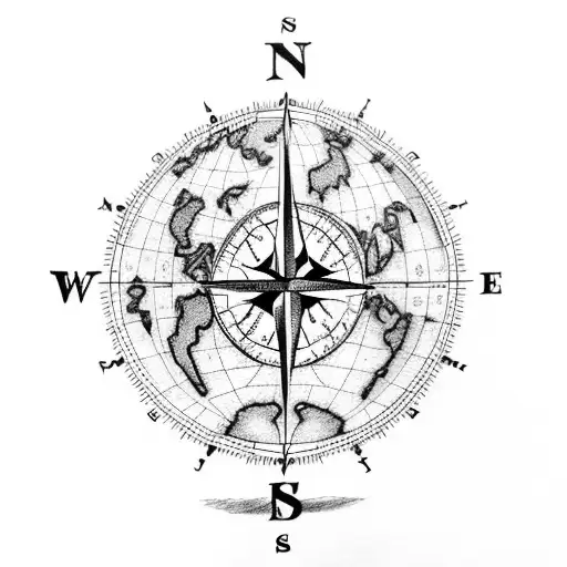 A Compass With A World Map Inside