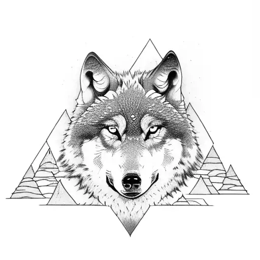 Wolf With Mountain Range