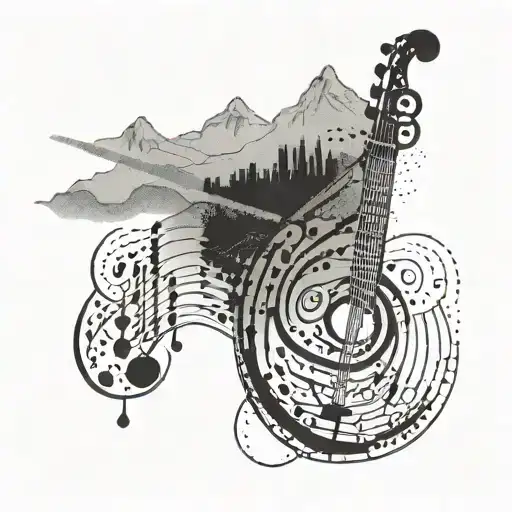An Abstract Representation Of Corsica's Landscape Incorporated Into A Musical Staff