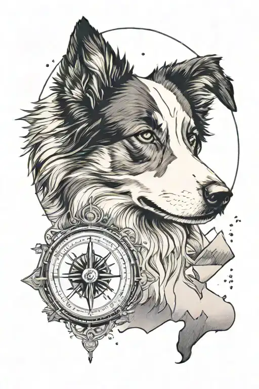 Compass Border Collie Portrait Mountains
