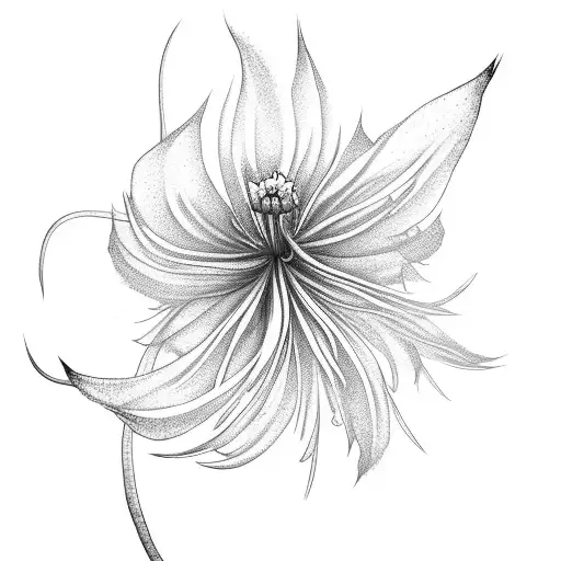 Red Spider Lily With A White Carnation And A Centipede Wrapping Around Them