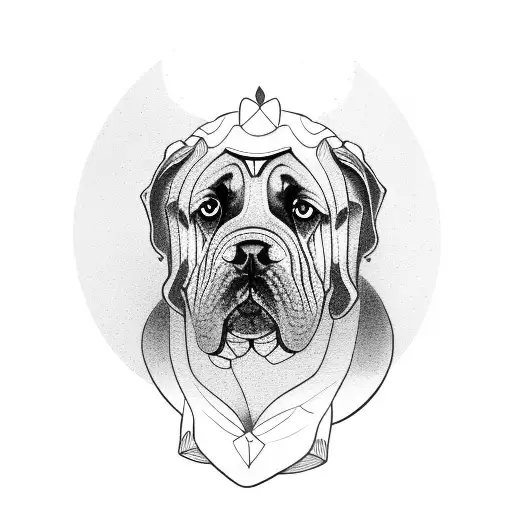 Mastiff Dog With Flowers