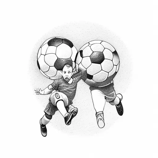 Father And Son With A Soccer Ball