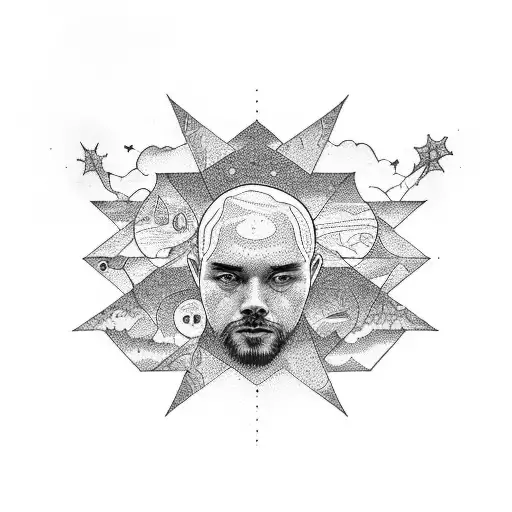 People's Head In A Lake Looking At Star