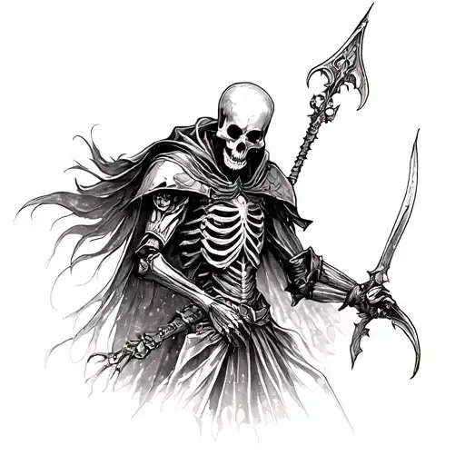Dark Art Skeleton Knight In A Dramatic Pose