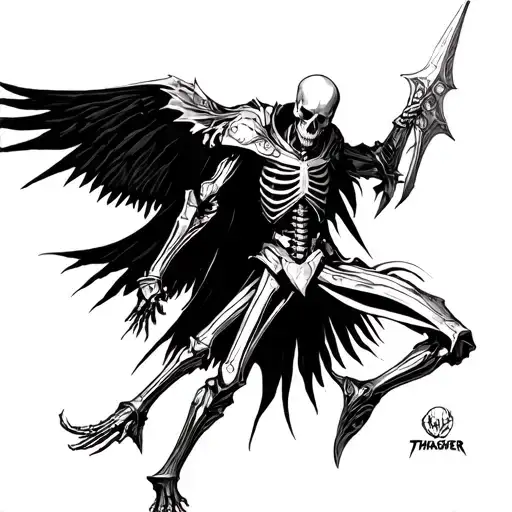 Dark Art Thrasher Skeleton Knight In A Dramatic Pose