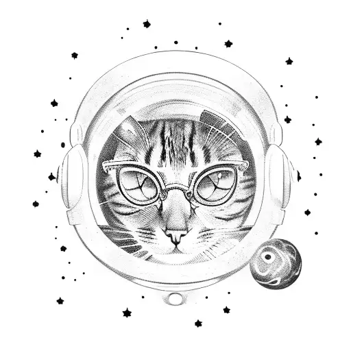 A Realistic Depiction Of A Cat Astronaut Floating Among The Stars