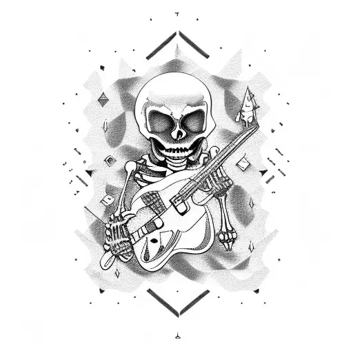 Skeleton Playing Electric Guitar
