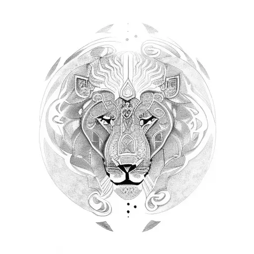 Lion Wolf Maori Geometric Mandala
