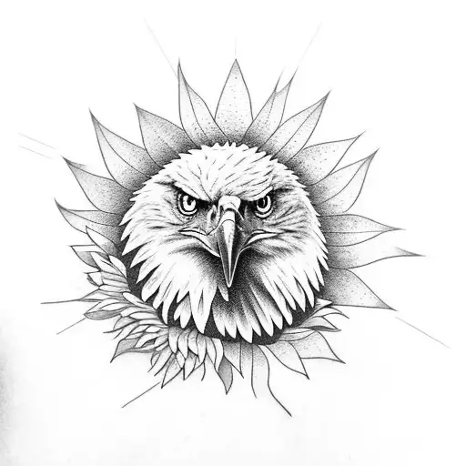Eagle With Sunflower