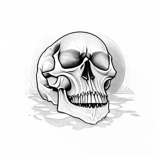 Bearded Skull In A Ball Cap And Sunken Eyes